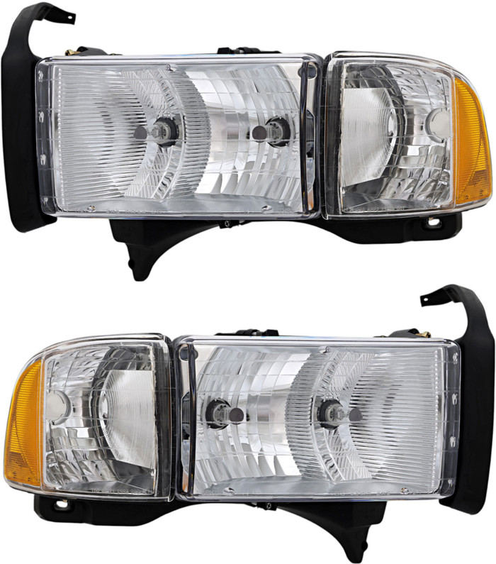 1999-2002 Dodge Ram 1500 Headlights Driver Left and Passenger Right Side Halogen