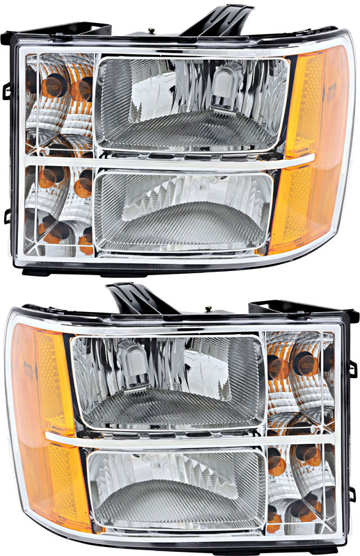 2007-2013 GMC Sierra 1500 Headlights Driver Left and Passenger Right Side Halogen