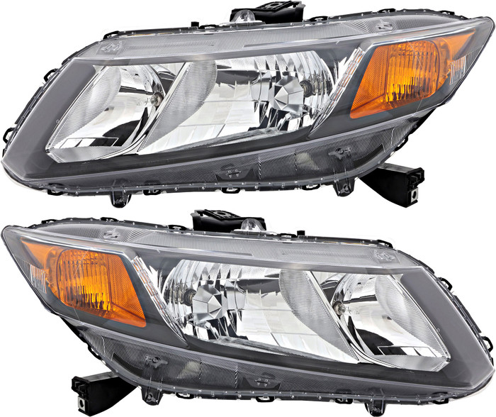 2012 Honda Civic Headlights Driver Left and Passenger Right Side Halogen