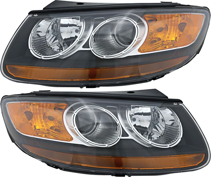 2007-2009 Hyundai Santa Fe Headlights Driver Left and Passenger Right Side Halogen