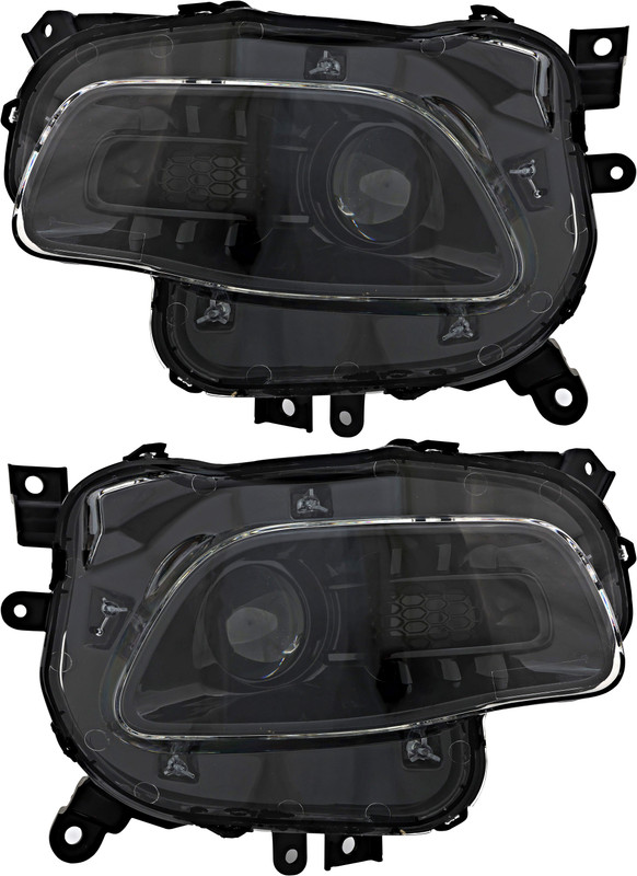 2014-2017 Jeep Cherokee Headlights Driver Left and Passenger Right Side Halogen Black Trim
