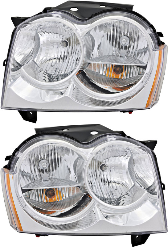 2005-2007 Jeep Grand Cherokee Headlights Driver Left and Passenger Right Side Halogen