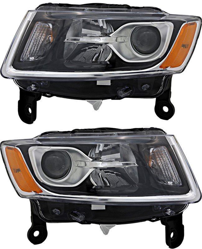 2014-2016 Jeep Grand Cherokee Headlights Driver Left and Passenger Right Side Halogen
