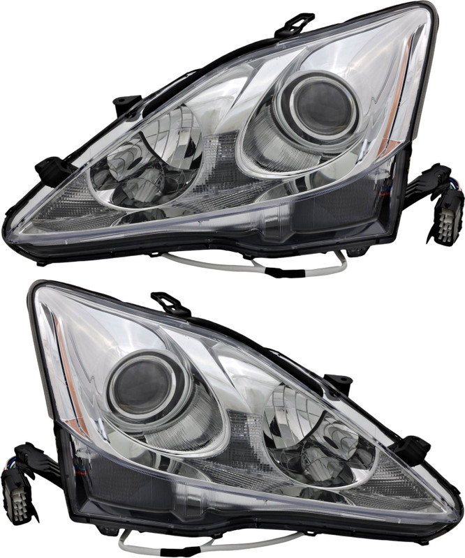 2006-2008 Lexus IS250 Headlights Driver Left and Passenger Right Side Halogen Without Auto Level System