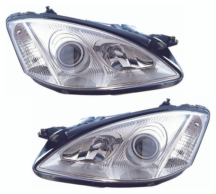 2007-2012 Mercedes Benz S Class Headlights Driver Left and Passenger Right Side Halogen