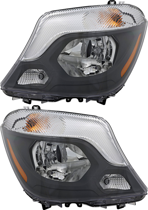 2014-2017 Mercedes Benz Sprinter 3500 Headlights Driver Left and Passenger Right Side Halogen