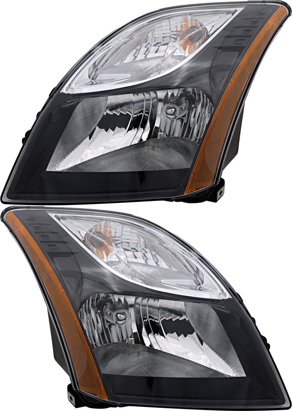 2010-2012 Nissan Sentra Headlights Driver Left and Passenger Right Side Halogen Black Trim