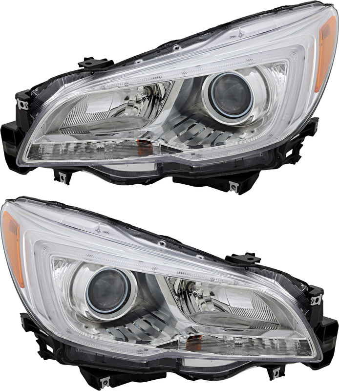 2015-2017 Subaru Legacy Headlights Driver Left and Passenger Right Side Halogen Chrome Trim