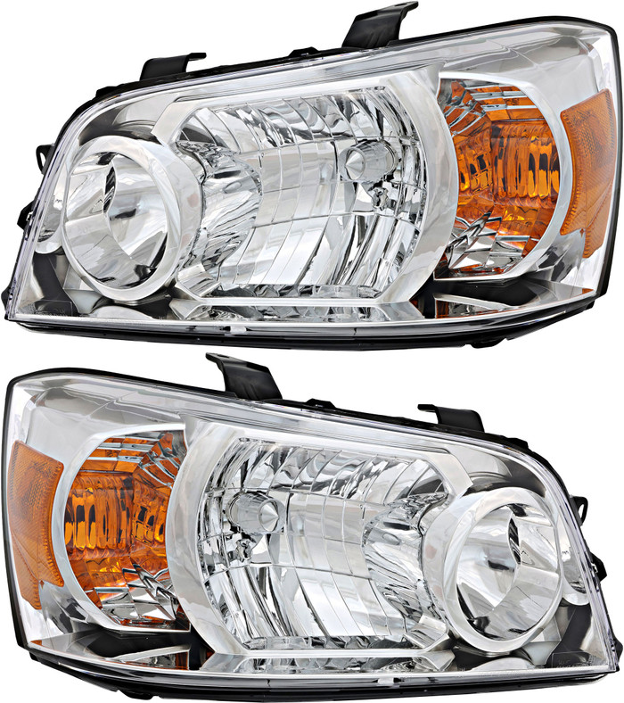 2007 Toyota Highlander Headlights Driver Left and Passenger Right Side Halogen