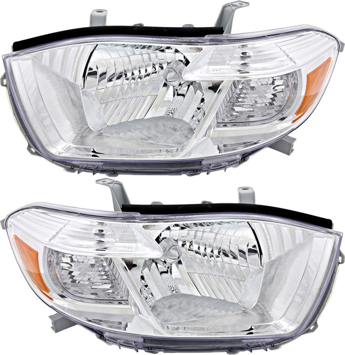2008-2010 Toyota Highlander Headlights Driver Left and Passenger Right Side Halogen Japan Built