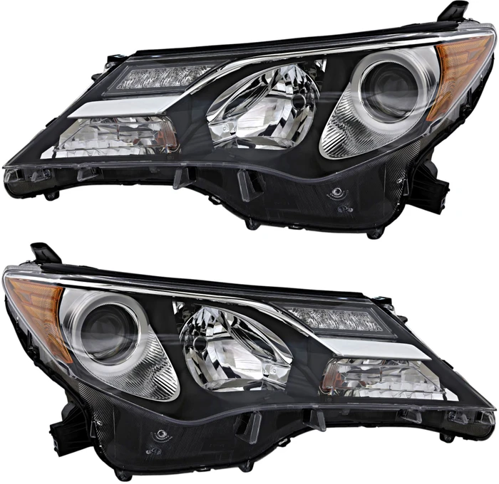 2013-2015 Toyota RAV4 Headlights Driver Left and Passenger Right Side Halogen Black Trim Japan Built
