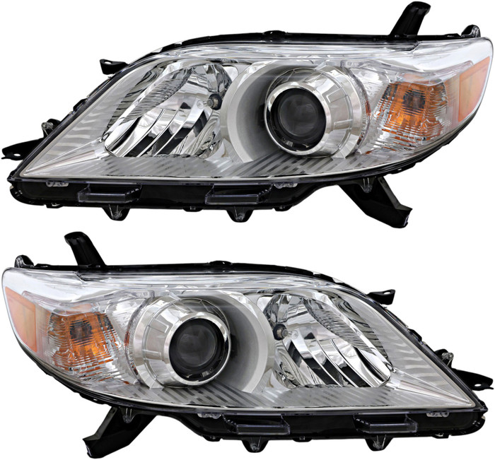 2011-2019 Toyota Sienna Base/LE/XLE Headlights Driver Left and Passenger Right Side Halogen