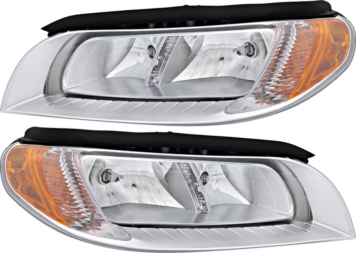 2008-2012 Volvo S80 Headlights Driver Left and Passenger Right Side Halogen Chrome Trim