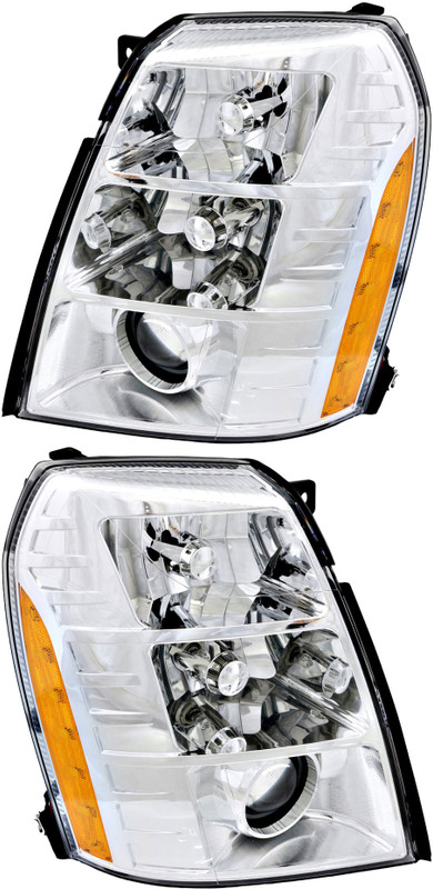 2007-2009 Cadillac Escalade Headlights Driver Left and Passenger Right Side HID/Xenon