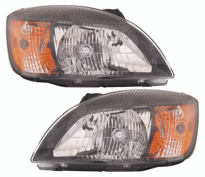2010-2011 Kia Rio 5 Headlights Driver Left and Passenger Right Side Halogen Black Trim