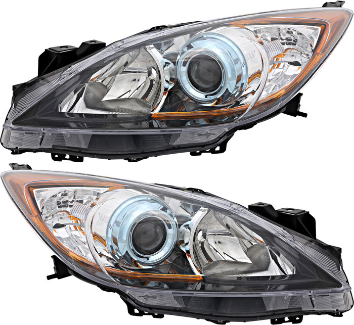 2012-2013 Mazda 3 Headlights Driver Left and Passenger Right Side Halogen
