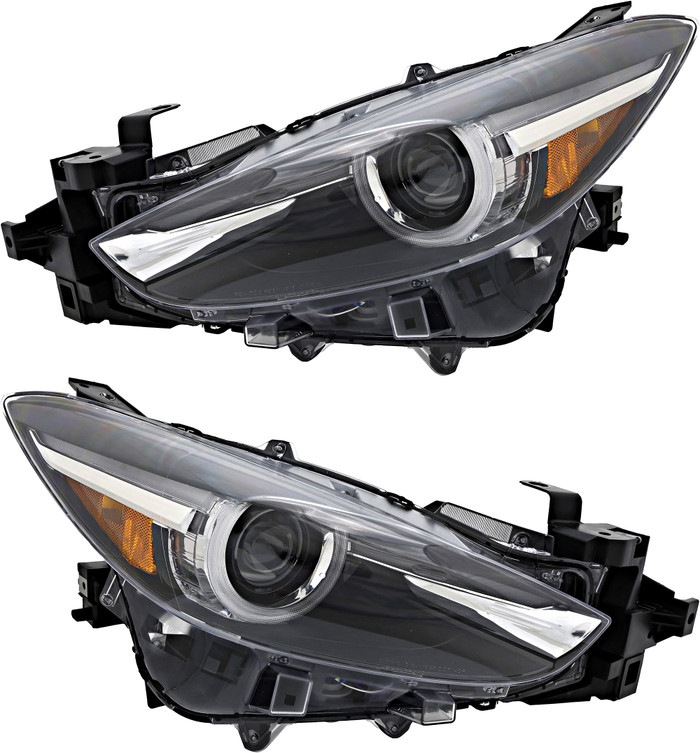 2014-2018 Mazda 3 Headlights Driver Left and Passenger Right Side LED With Auto Level Control, Without Adaptive Frontlight System