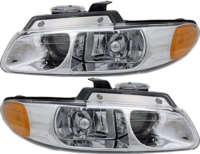 2000 Dodge Caravan Headlights Driver Left and Passenger Right Side Halogen With Quad Lamp