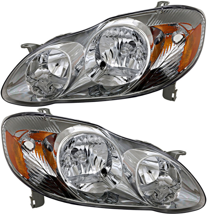 2003-2004 Toyota Corolla S Headlights Driver Left and Passenger Right Side Halogen