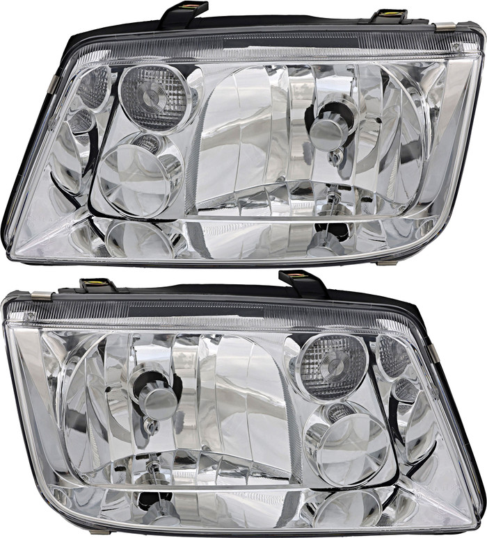 1999-2002 Volkswagen Jetta Headlights Driver Left and Passenger Right Side Halogen Without Fog Light