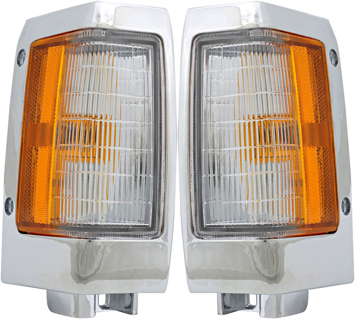 1990-1997 Nissan D21 Corner Light Driver Left and Passenger Right Side Chrome Trim