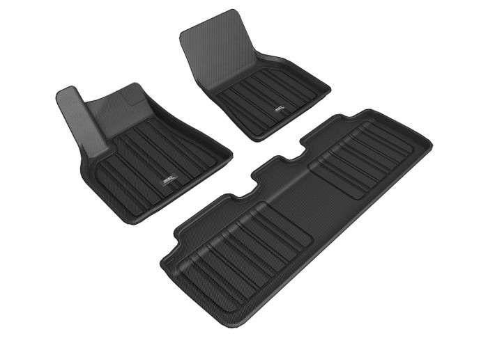 2020 Tesla Model Y Floor Mats Liners Front and Rear Row Elitect Black