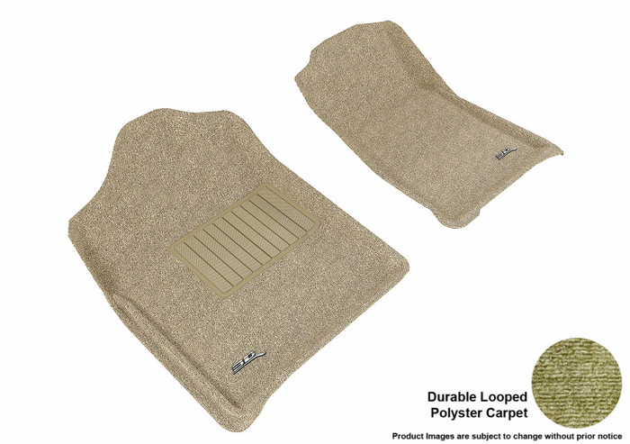 2007-2013 GMC Sierra 1500 Regular Cab Floor Mats Liners Front Row Classic Tan w/ Bucket Seat