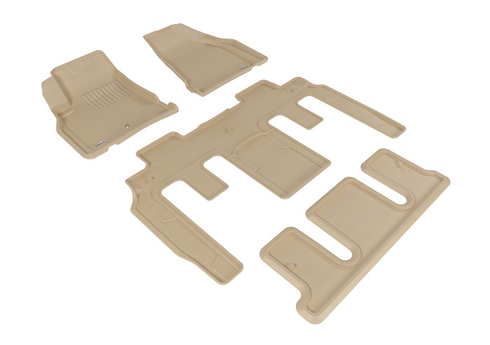 2009-2017 Chevrolet Traverse Floor Mats Liners Front and Rear Row Kagu Tan w/ Bench 2nd row JP-A46352QC