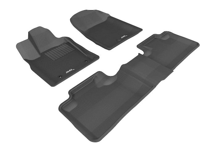 2011-2012 Dodge Durango Floor Mats Liners Front and Rear Row Kagu Black w/ Bench 2nd row