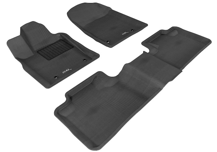 2012-2021 Dodge Durango Floor Mats Liners Front and Rear Row Kagu Black 2 Posts on front passenger's floor 5 Seat