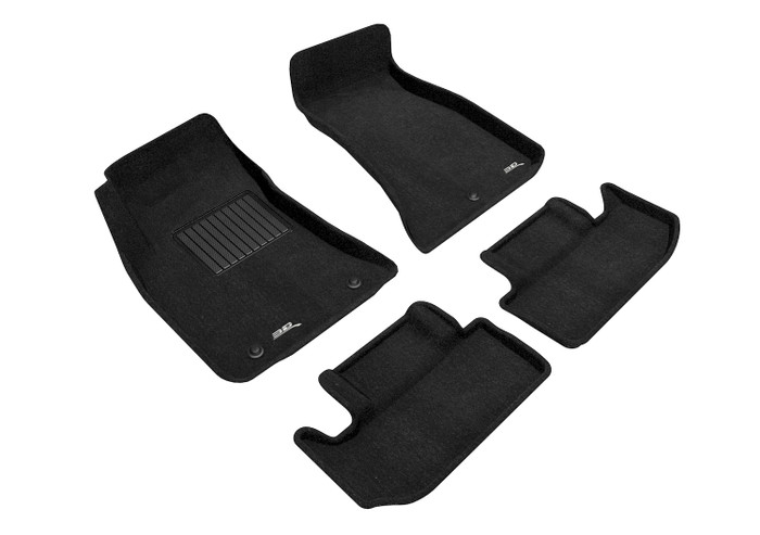 2015-2021 Dodge Challenger Floor Mats Liners Front and Rear Row Elegant Black RWD