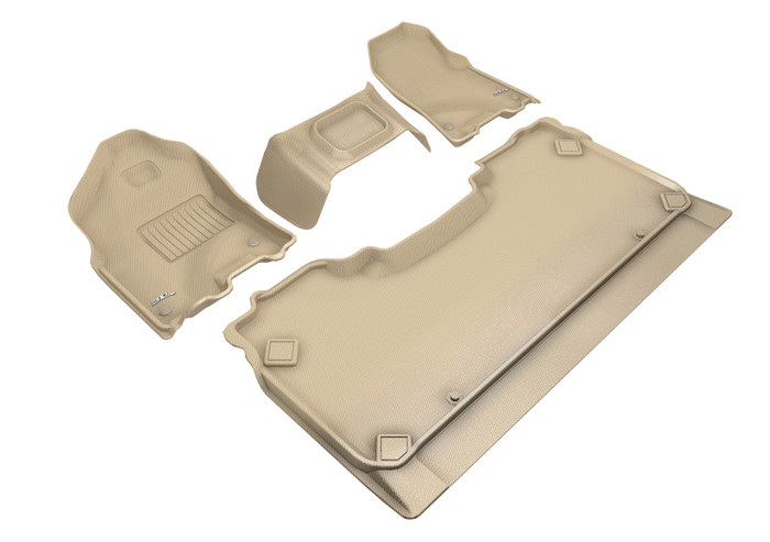 2019-2022 Dodge Ram 1500 Crew Cab Floor Mats Liners Front and Rear Row Kagu Tan w/ bench front row JP-A46573QC