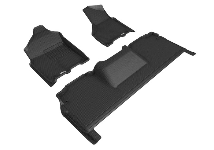 2019-2021 Dodge Ram 1500 Mega Cab Floor Mats Liners Front and Rear Row Kagu Black