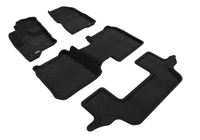 2009-2019 Ford Flex Floor Mats Liners Front and Rear Row Elegant Black w/ 2nd row center console