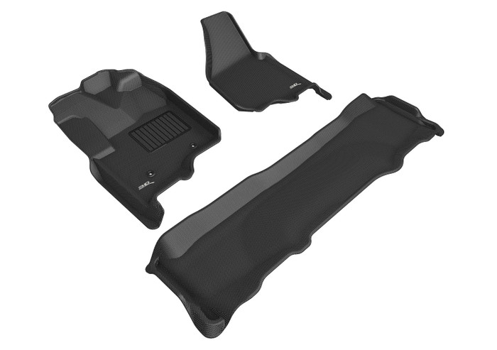 2012-2016 Ford F-350 Supercrew Floor Mats Liners Front and Rear Row Kagu Black