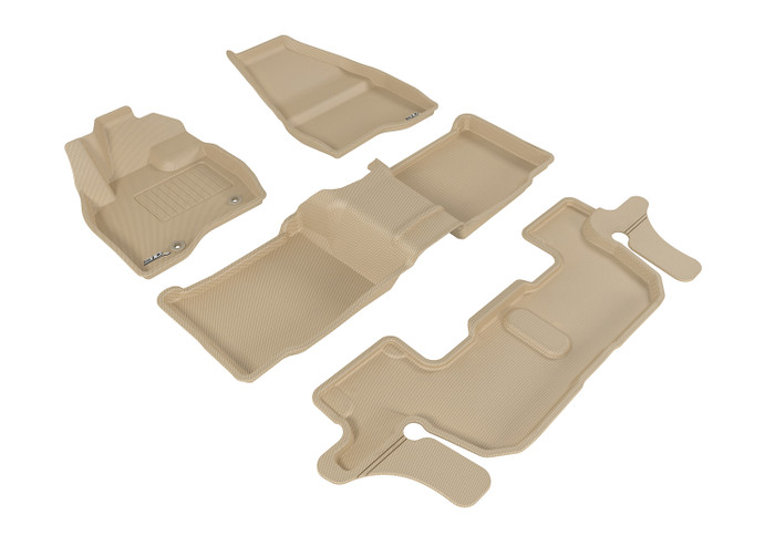 2015-2016 Ford Explorer Floor Mats Liners Front and Rear Row Kagu Tan w/ bench 2nd row