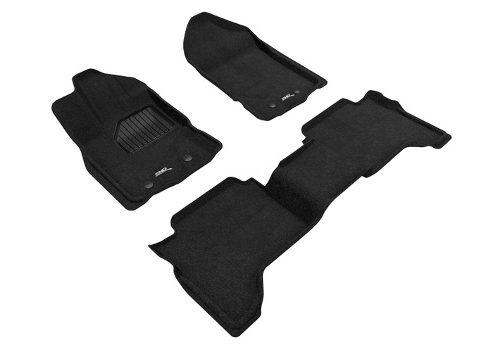 2019-2022 Ford Ranger Supercrew Floor Mats Liners Front and Rear Row Elegant Black