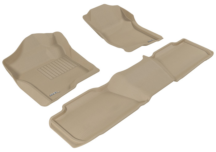 2007-2014 GMC Yukon Floor Mats Liners Front and Rear Row Kagu Tan w/ bench 2nd row