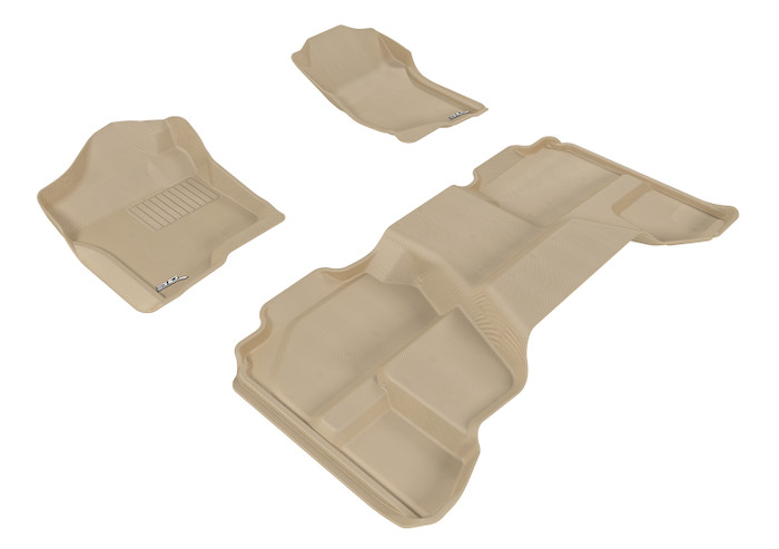 2007-2013 GMC Sierra 2500 Extended Cab Floor Mats Liners Front and Rear Row Kagu Tan