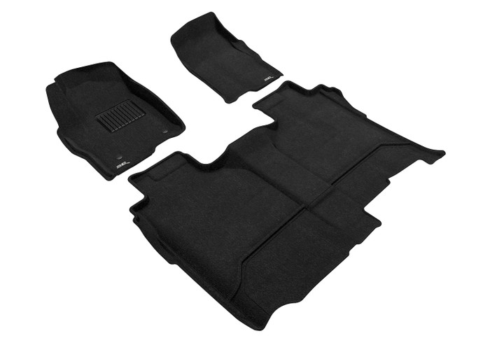 2019-2022 GMC Sierra 1500 Crew Cab Floor Mats Liners Front and Rear Row Elegant Black 5 Seat w/o 2nd row underseat storage box