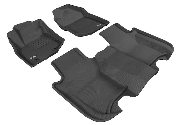 2009-2013 Honda FIT Floor Mats Liners Front and Rear Row Kagu Black