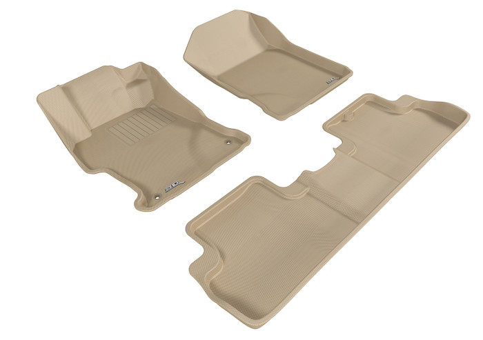 2012-2013 Honda Civic Coupe Floor Mats Liners Front and Rear Row Kagu Tan