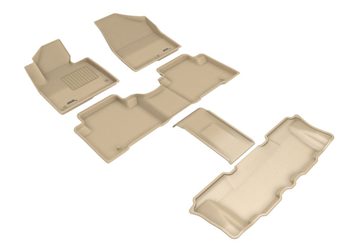 2019 Hyundai Santa Fe XL Floor Mats Liners Front and Rear Row Kagu Tan