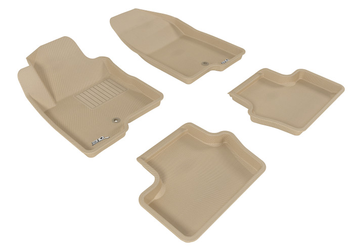 2007-2017 Jeep Compass Floor Mats Liners Front and Rear Row Kagu Tan 1 post on passenger side