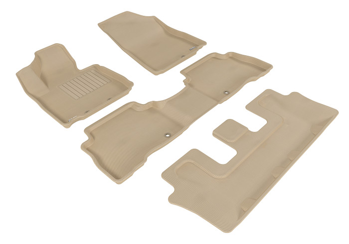 2014-2015 Kia Sorento Floor Mats Liners Front and Rear Row Kagu Tan 7 Seat