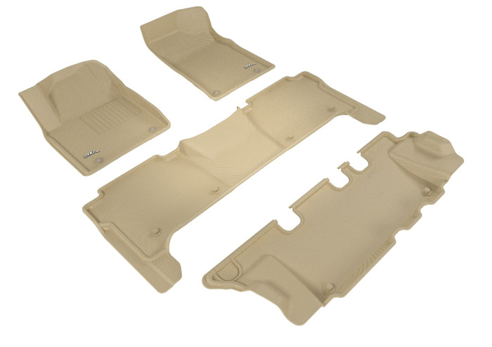 2017-2022 Nissan Armada Floor Mats Liners Front and Rear Row Kagu Tan w/ bench 2nd row