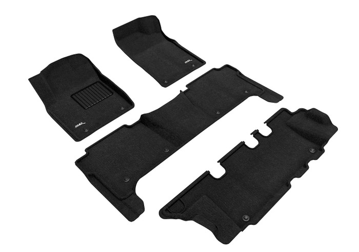 2017-2022 Nissan Armada Floor Mats Liners Front and Rear Row Elegant Black w/ bench 2nd row