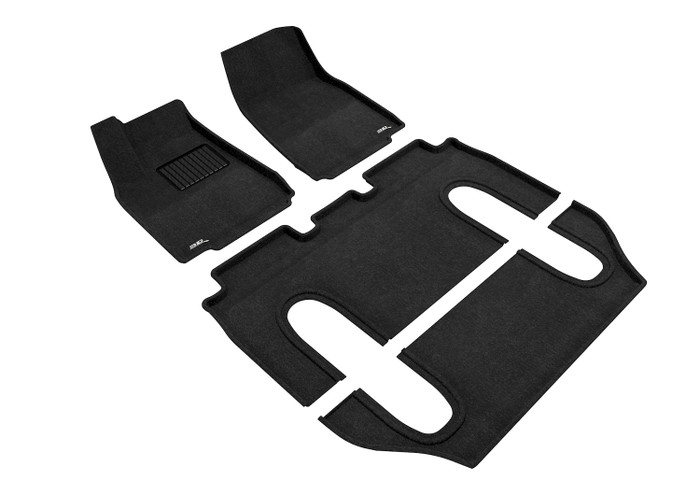 2016-2021 Tesla Model X Floor Mats Liners Front and Rear Row Elegant Black 6 Seat