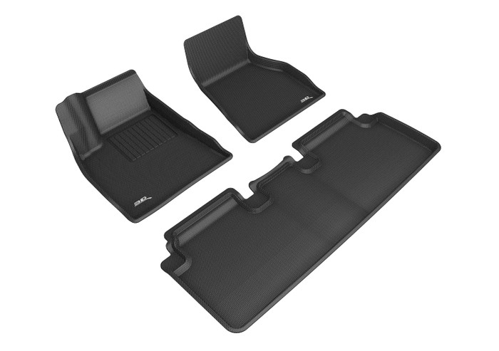 2015-2021 Tesla Model S Floor Mats Liners Front and Rear Row Kagu Black
