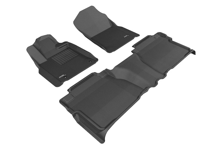 2012-2013 Toyota Tundra Double Cab Floor Mats Liners Front and Rear Row Kagu Black